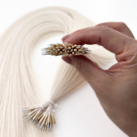 Rubio hielo más blanco Rubio ruso cutícula Remy Super doble dibujado cabello humano Nano punta extensiones preunidas en Color # 60A