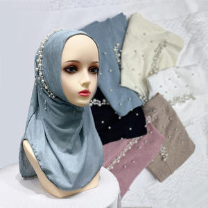 Hijab de luxe de Malaisie, voile perlé de qualité supérieure, chic, respirant, doux, instantané, en jersey, pour femmes musulmanes - Product Image 2