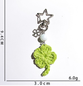 <span class=keywords><strong>Portachiavi</strong></span> in <span class=keywords><strong>maglia</strong></span> <span class=keywords><strong>a</strong></span> quadrifoglio, ciondolo per borsa <span class=keywords><strong>a</strong></span> quadrifoglio all'uncinetto portafortuna, ciondolo per telefono <span class=keywords><strong>a</strong></span> quadrifoglio con perla e farfalla - Product Image 2
