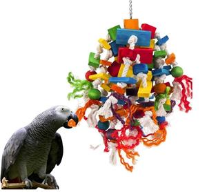 Multicolored Large Wooden Blocks Tearing <strong>Toys</strong> Bird <strong>Parrot</strong> Chewing Biting <strong>Toy</strong> for African <strong>Grey</strong> <strong>Parrot</strong> - Product Image 1