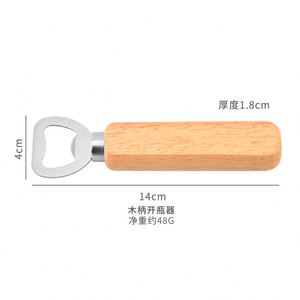 Custom High Quality Stainless Steel Soda Drinks <b>Kitchen</b> Tool Beer Home Use Wooden Handle Beer Bottle Opener - Product Image 3