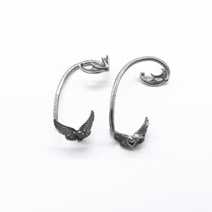 yunnique Clip-on <b>Earrings</b> <b>Wings</b> Design Stainless Steel Claw Setting Zircon Inlay Fashion Jewelry For Men And Women - Product Image 2
