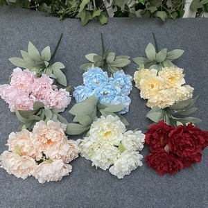 Hesper meilleure vente en gros 5 têtes bouquets de fleurs en soie artificielle pivoines décoration de salle de mariage Bouquet de fleurs - Product Image 6