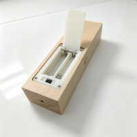 Base de exhibición LED de madera para pilas AAA con botón táctil + interruptor de palanca, iluminación blanca cálida, estilo con ranura y sin ranura para placa acrílica