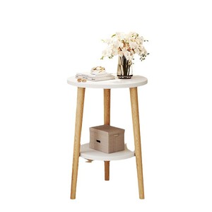 Mesa de centro redonda pequeña con superficie de madera, de doble capa, minimalista, para sala de estar, para el hogar, para el balcón - Product Image 5