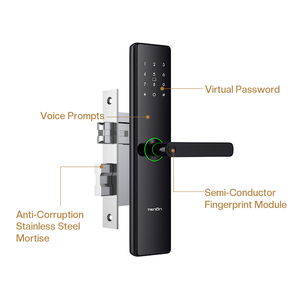 Khóa cửa thông minh kỹ thuật số hai cảm biến, căn hộ, khóa điện tử thông minh, mật khẩu, vân tay sinh trắc học, tay nắm cửa - Product Image 3