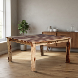 Modern Vintage Solid Sheesham Wood Iron Farmhouse Dining <b>Table</b> Square <b>Folding</b> Industrial Antique Style 4-Seater Furniture for - Product Image 3