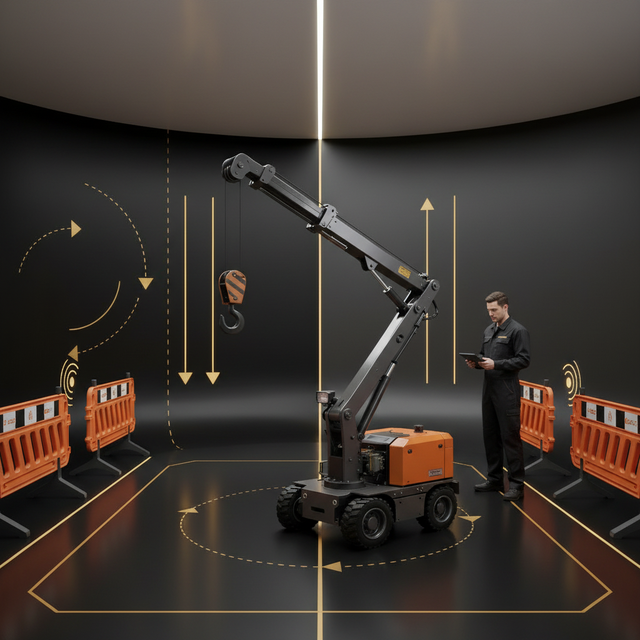 Self-propelled Electric Mini Crane Compact Articulated Boom Mobile Lift Crane for Warehouse Workshop
