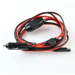 Nale Car Charger To Square SAE Connector Red/Black Wire Power Cable With Switch Fuse Holder