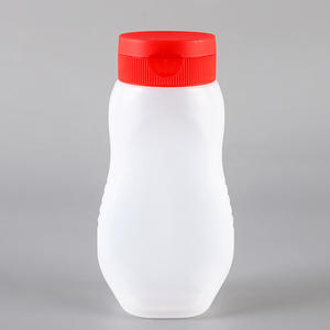 Bouteilles à presser en plastique recyclable de qualité alimentaire pour sauce au miel, 330 ml, 500 g, bouteilles à presser pour condiments avec bouchon rouge pour le ketchup - Product Image 1