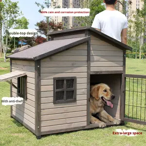 Kandang anjing atap ganda luar ruangan, mebel kandang anjing tahan hujan emas ekstra besar Universal untuk vila - Product Image 3
