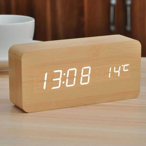 Precio al por mayor moderno decorativo personalizado mesa de madera Digital niños inteligente Led luz despertador - Product Image 6