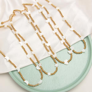 Sıcak satış 18k altın kaplama su geçirmez gerdanlık kararmaz ücretsiz paslanmaz çelik tıknaz altın kadınlar için dolgulu boncuklu kolyeler - Product Image 5