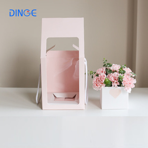 กล่องดอกไม้พกพา INS หน้าต่าง PVC ด้านเดียว กล่องใส่ดอกไม้โปร่งใส สีขาว กล่องของขวัญดอกไม้สำหรับวันวาเลนไทน์ วันแม่ - Product Image 2