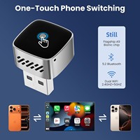 Adaptateur sans fil CarPlay Android Auto, dongle, commutation multi-appareils en un clic, taille compacte, plug & play, USB/USB-C, WiFi 5,8 GHz