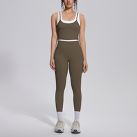 Ensemble de vêtements de sport avec étiquette de marque personnalisée, tissu effet seconde peau, leggings anti-transparence pour le sport et les loisirs, texture côtelée, faible MOQ, vente en gros