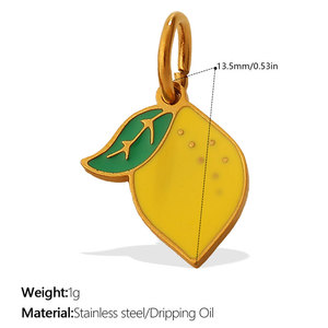 Dijes de Frutas Esmaltados de Acero Inoxidable 316L con Baño de Oro de 14k y 18k, Personalizados DIY de Lujo para la Fabricación de Joyas, Collares y Pulseras al por Mayor - Product Image 6