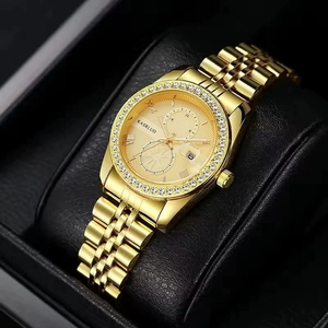 Conjunto de Relojes de Lujo con Pedrería para Pareja, 2 Piezas, Reloj de Pulsera de Cuarzo de Aleación para Él y para Ella con Calendario, Regalo para Amantes de la Boda - Product Image 1