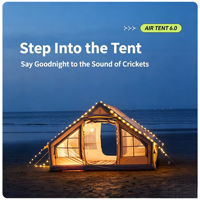 Tente de camping gonflable portable en tissu Oxford durable et imperméable, installation rapide, 3-4 personnes, résistante aux UV, quatre saisons, une chambre