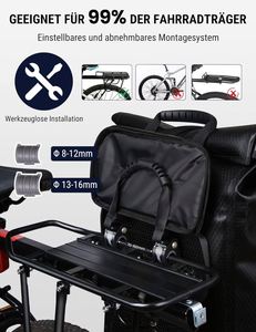 กระเป๋าจักรยาน 3 in 1 แบบกันน้ำ 100% และสะท้อนแสง ขนาด 27 ลิตร พร้อมช่องใส่แล็ปท็อป สำหรับติดตั้งบนแร็คจักรยาน  ตัวอย่างสินค้าฟรี BSCI - Product Image 2