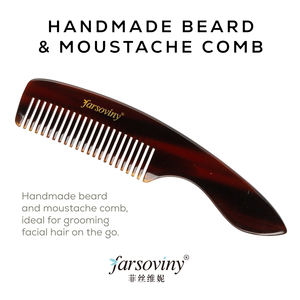 Acetato di cellulosa piccolo ampio dente barba e baffi tasca CombTravel dimensioni per la cura dei peli facciali e la cura della barba - Product Image 2