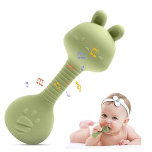 Anneaux de dentition en silicone sans BPA <span class=keywords><strong>pour</strong></span> bébés, hochets sonores doux, à mâcher, motif animal, outil apaisant <span class=keywords><strong>pour</strong></span> la santé <span class=keywords><strong>dentaire</strong></span> des tout-petits - Product Image 1