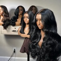 Perruques Lace Front en Cheveux Humains Vierges Bruts à Cuticules Alignées, 13x4, Ondulation Body Wave, Cheveux Indiens, pour Femmes Noires, avec Dentelle Transparente
