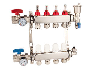 Collettore in acciaio inossidabile a 4 vie con valvola di sfiato dell'aria misuratore di portata del sistema di riscaldamento a pavimento collettore - Product Image 4