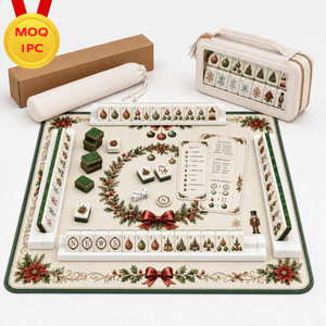 Luxury Forest Green Holiday Wreath Mahjong Table Mat Noise Reduction Neoprene Game Play Mat with Travel Bag for Christmas Gifts - Product Image 1