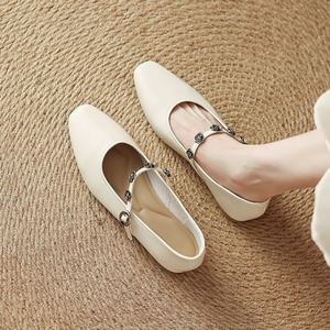 Single shoe women's spring 2026 new style bold rose red French <b>flat</b> Mary Jane sandals - Product Image 4