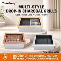 Barbecue coréen au charbon de bois en acier inoxydable avec échappement intégré, gril carré, combiné friture, gril de table commercial, télécommande