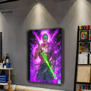 Luffy Led Decorative Light Painting Lamp Anime 1 Zoro 3 Color Light Glowing Photo Frame Luminous Hanging Poster