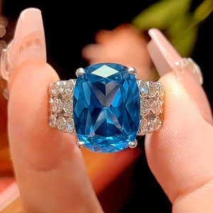 Fashion Jewelry Eco-friendly Copper 12*16mm Red Cubic Zirconia Big Stone <b>Adjustable</b> <b>Rings</b> Jewelry Women for Daily Wear - Product Image 5