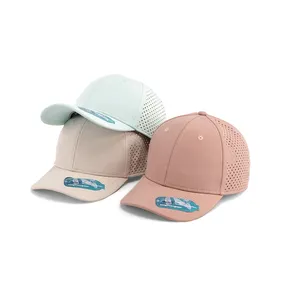 Personalized Wholesale Gorras Blank Hat Structured 6 Panel Laser Cut Holes Perforated Baseball Caps Custom Embroidery