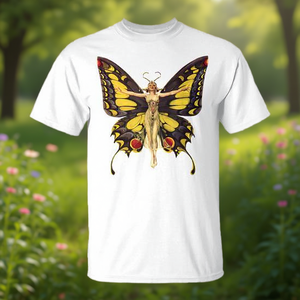 Flapper <b>Woman</b> <b>Dressed</b> As Swallowtail Butterfly T-<b>Shirt</b> Adult Unisex <b>White</b> - Product Image 3
