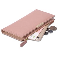 Portefeuilles longs et minces en cuir PU pour femmes, pochette de grande capacité, minimaliste et mignon