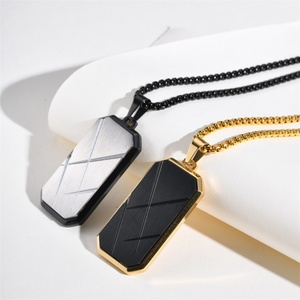 High Quality Jewelry Gold Plated Stainless Steel Geometric Pendant Necklace for <b>Men</b> - Product Image 1