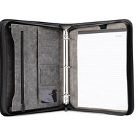 Bolsa de almacenamiento de cuero con cremallera para papeles, documentos de viaje, carpeta de presentación con bolsillos, carpeta de reuniones