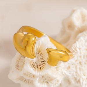 European American Style Stainless Steel Heart <b>Ring</b> Geometric Shape Unisex Jewelry Gift - Product Image 4