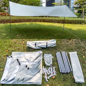 뜨거운 판매 야외 캠핑 텐트 비 플라이 방수포 210T 나일론 Ripstop 방수 UV 코팅 대형 경량 방수포 캠핑