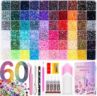 Lot de strass électroplaqués multicolores 60-48-40 pour nail art, effet stroboscopique, pour DIY