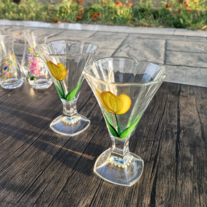 Alta calidad Vintage lujo antiguo Alto vidrio pintado a mano tulipán <span class=keywords><strong>cristal</strong></span> helado batido bebida taza para copas de champán flautas - Product Image 2