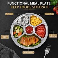 Assiette de service minimaliste en acier inoxydable de 28 cm à 6 compartiments pour la rentrée scolaire, la cafétéria et le restaurant