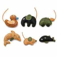 Jouets à mâcher pour chats d'intérieur de haute qualité, durables, interactifs et écologiques, en forme de souris, tortue, éléphant, dauphin, en liège écologique et peluche naturelle