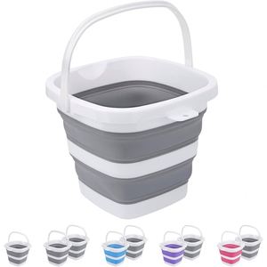 Cubo Plegable Cuadrado de Silicona y Plástico de 10L, Portátil y Ahorrador de Espacio, para Limpieza del Hogar, Cubo Plegable de 20 Litros - Product Image 1