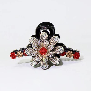 Pinza para el pelo de 2 capas para mujer, adornos para el pelo de flores con diamantes de imitación ostentosos, pinzas para el pelo, coleta para La Cabeza trasera - Product Image 5
