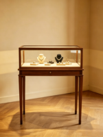 Vitrine à bijoux classique vintage avec éclairage LED, design écologique et durable
