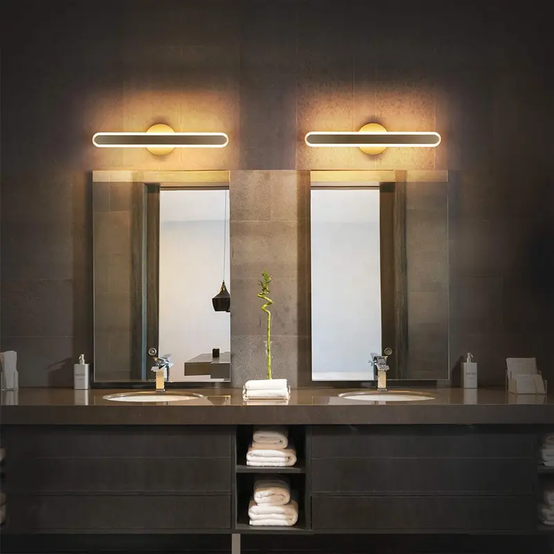 Certificación ETL, luz LED de espejo de acero de aleación que contiene Al, lámpara de pared cosmética de luz diurna simulada para tocador, iluminación de baño