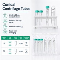 Tubes à centrifuger stériles de 15 ml et 50 ml, à fond conique, gradués, en PP, avec bouchon à vis, 12000 RCF, pour le stockage d'échantillons en laboratoire