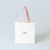 Sac cadeau en papier blanc avec logo personnalisé, ruban rose, emballage de luxe pour cosmétiques, bijoux, vêtements, boutique